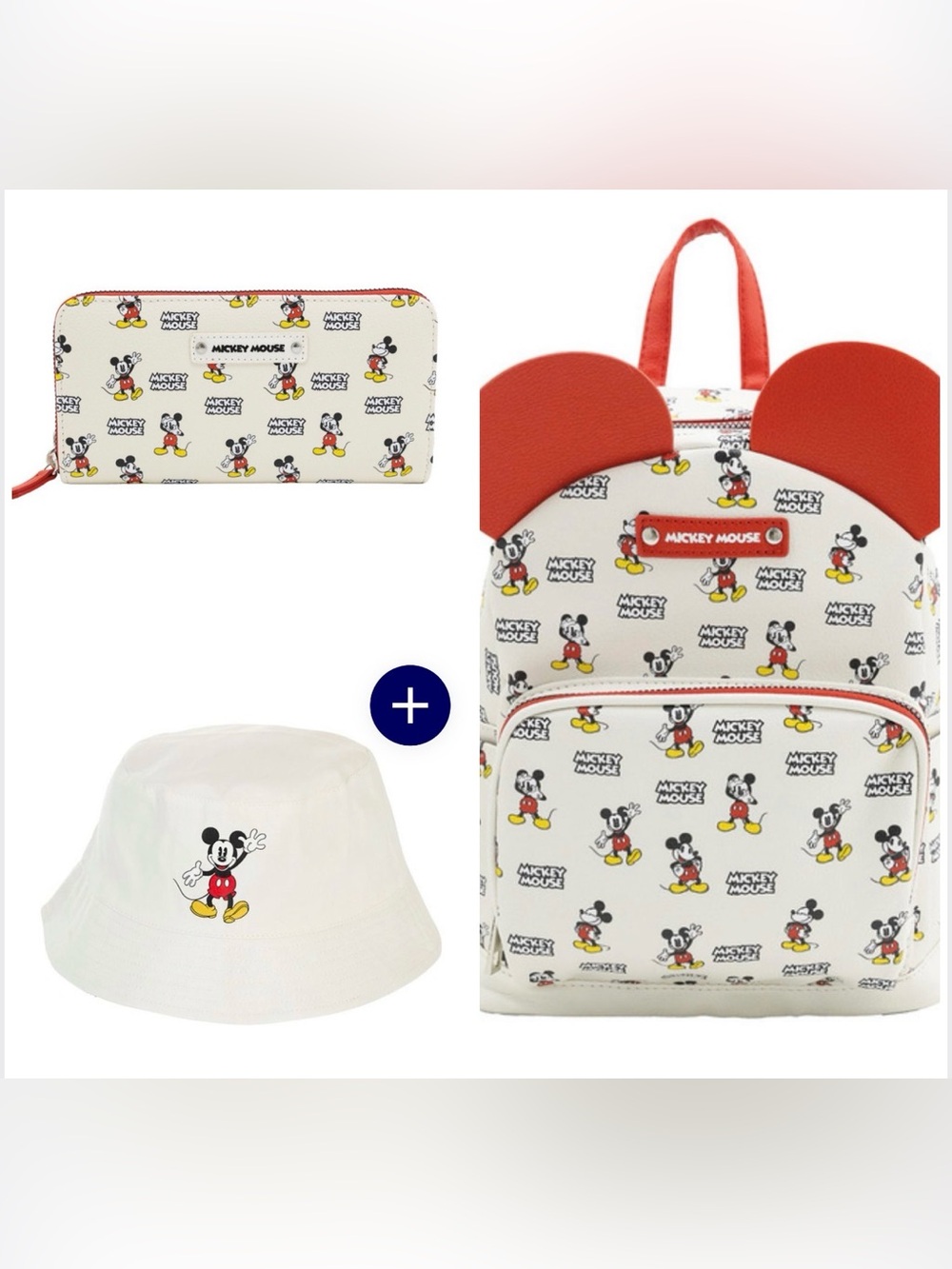 Aldi Disney Mickey Mouse 3+Bundle 🎒🎀 Mini Backpack + matching hat + wallet ❤️💛